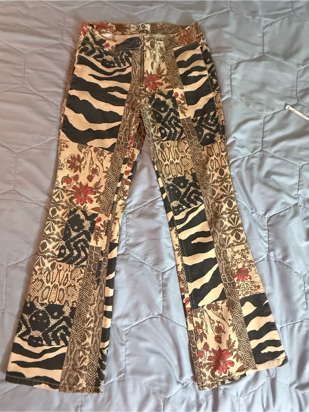Free People Zebra Snakeskin Tribal Patchwork Pant Size 29